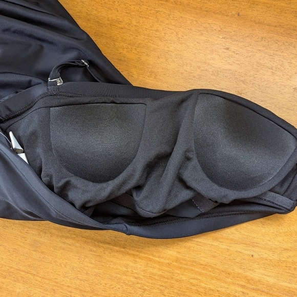 Vintage 90s Bandeau Belted One Piece Swimsuit 12 TALL Classic - Picture 5 of 12